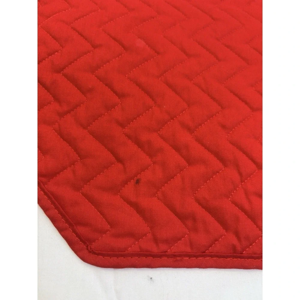 Set of 6 Red Holiday Cotton Quilted Rectangular Placemats, Solid Multipurpose